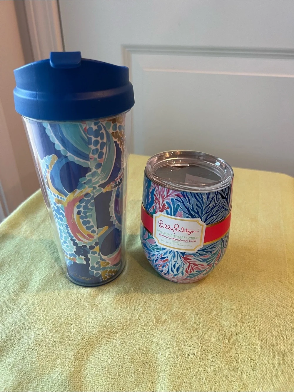 Lilly Pulitzer Blue Multicolor Tumbler & Insulated Wine Cup bundle